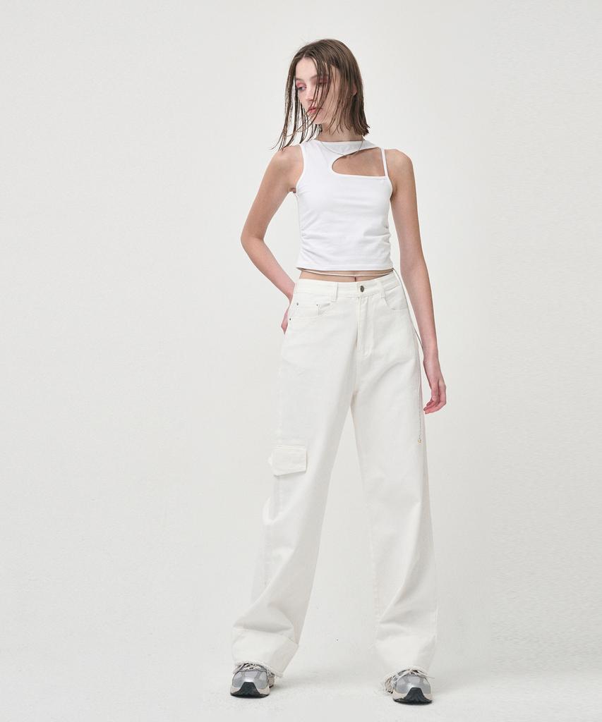 ETMON Cut Out Sleeveless Top, Ivory