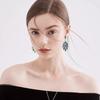 Boucles d'oreilles diamant couleur tendance Boucles d'oreilles exagérées pour femmes Boucles d'oreilles pendantes à franges feuille florale entièrement diamantées Bijoux