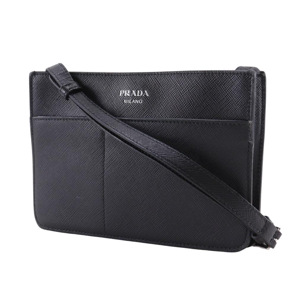 Prada Mini Shoulder Shoulder Bag Black Safiano Unisex Used