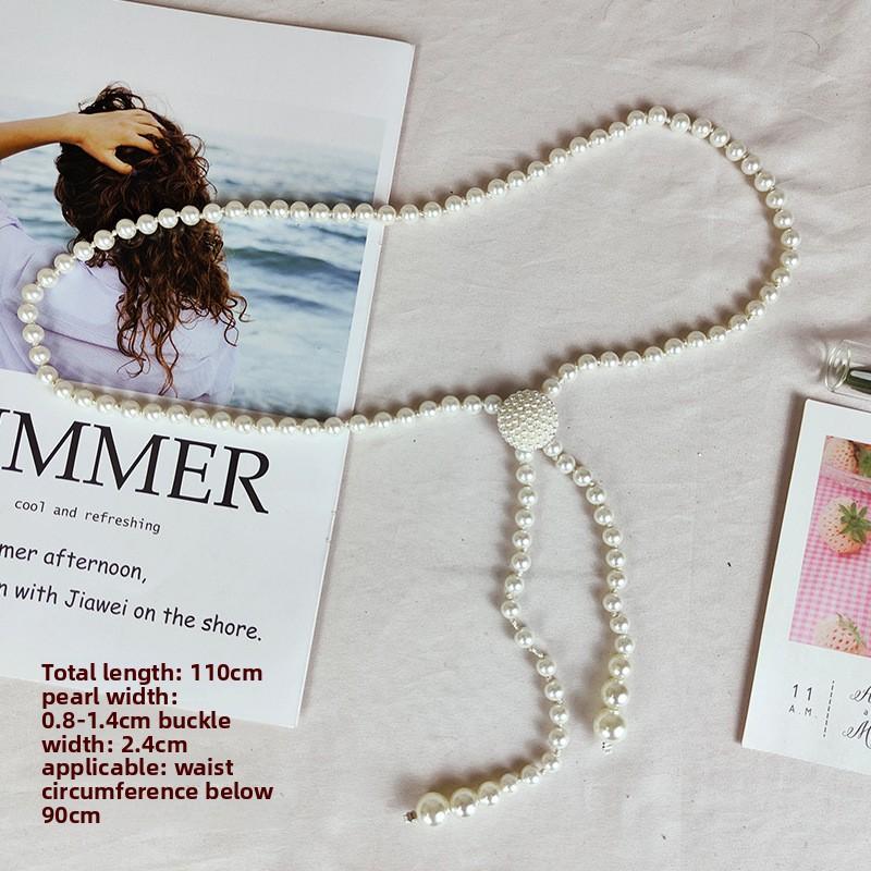 Meier Pearl thin belt women s easiest for match decorative waist fashionsweet women s waist chain