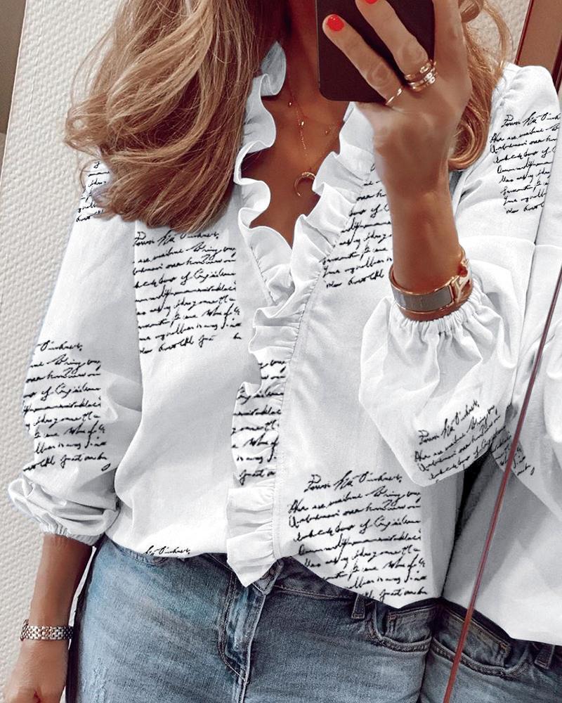Frühling/Sommer 2023 Damen Langarm Rüschenbluse Europäischer & Amerikanischer Stil