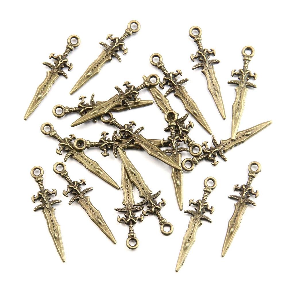 Dual-Color Mini Sword Charm Pendant, 29x9mm Alloy Accessory for Mobile Phone