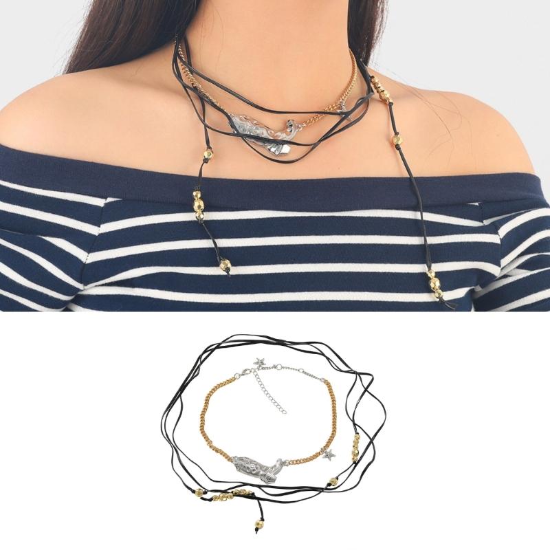 Retro Multi Layered Cowgirl Necklace Modern Cowgirl Necklace Featuring Layered Chains and Boots Pendant for Gathering