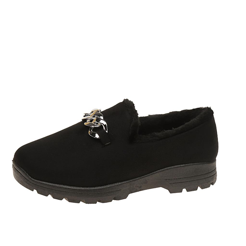 Fashion Luxury Sheep Fur Lined Loafers Women Lambswool Shoes Ladies Winter Slip On Furry Flats Cotton Wool Mocasine Femme Barefoot Boots