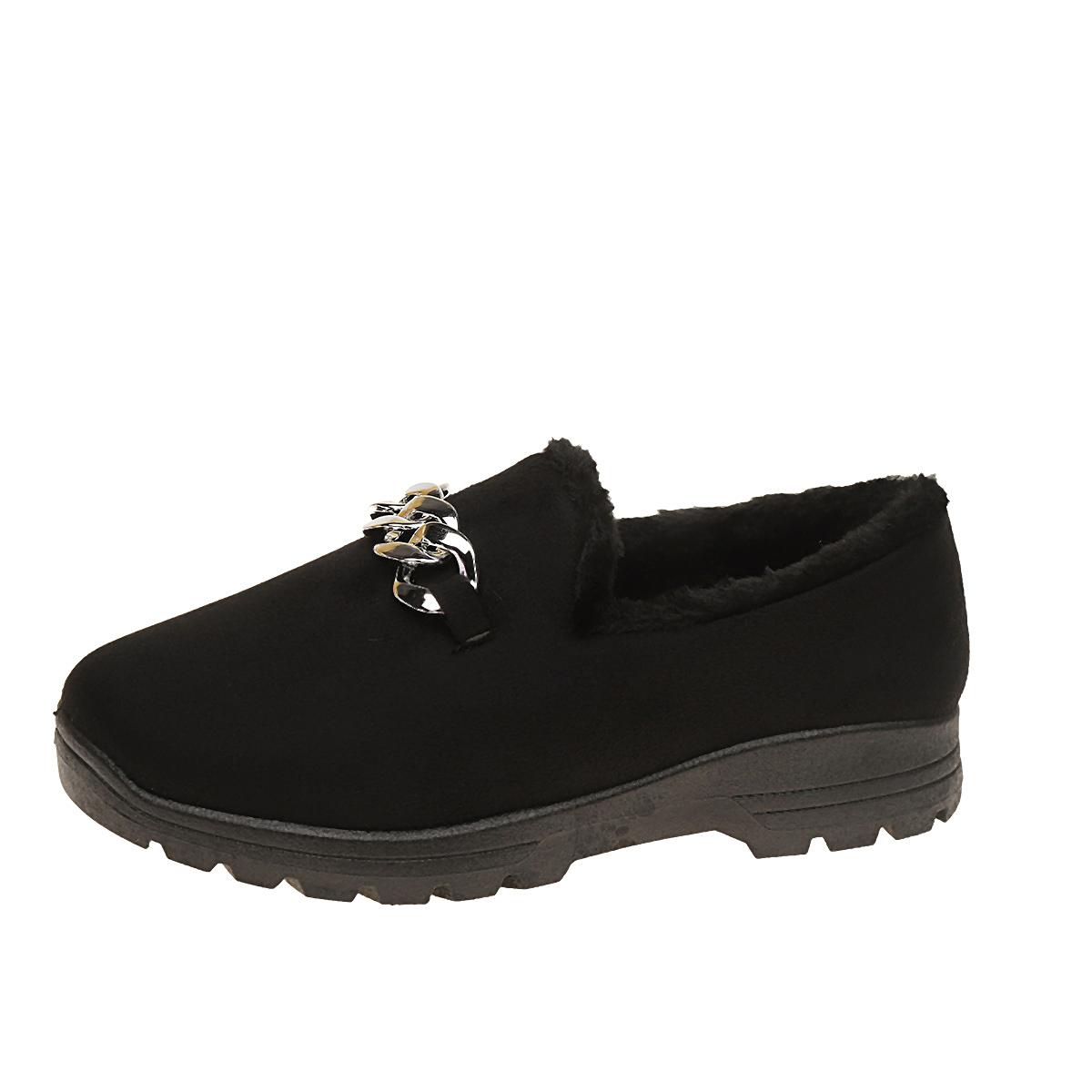 

Роскошные мокасины с подкладкой из овечьей шерсти, женская обувь из овечьей шерсти, женские зимние туфли без застежек на пуховых балетках из хлопковой шерсти, мокасины для женщин, босые ботинки 36 чёрный