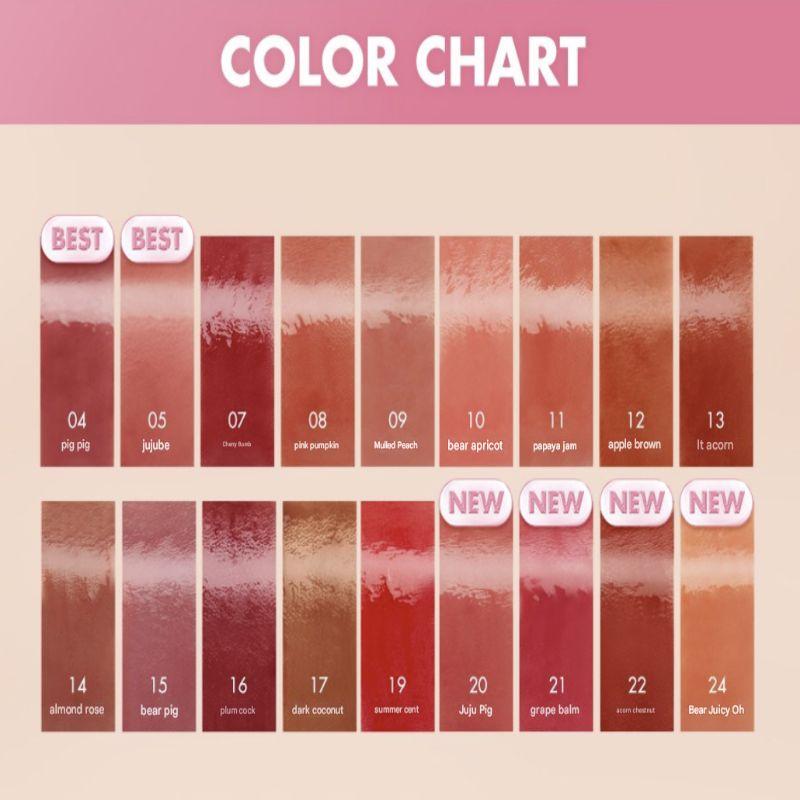 Rom&nd Juicy Lasting Tint – Soft Gloss Lip Tint (9 Colors Single Piece) – Korean Lip Stain with Hydrating Finish