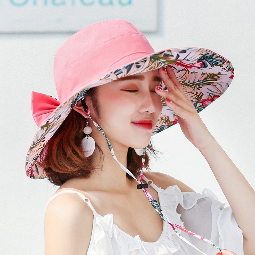 Double Side Wear Floral Collapsible Sunhat UV Protection Fisherman Hats Sun Protection Cap  Summer