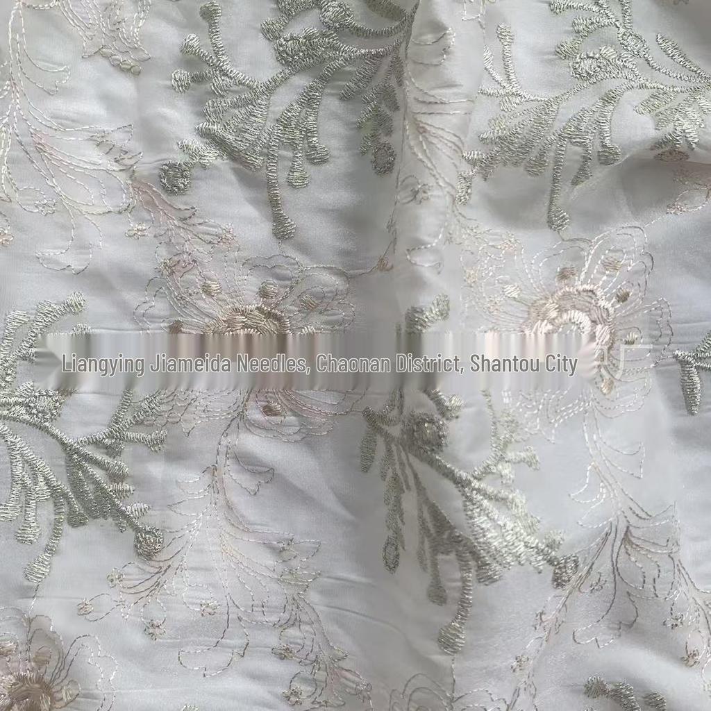 Gold Thread Floral Embroidered Gauze Fabric for Women's and Children's Hanfu Clothing