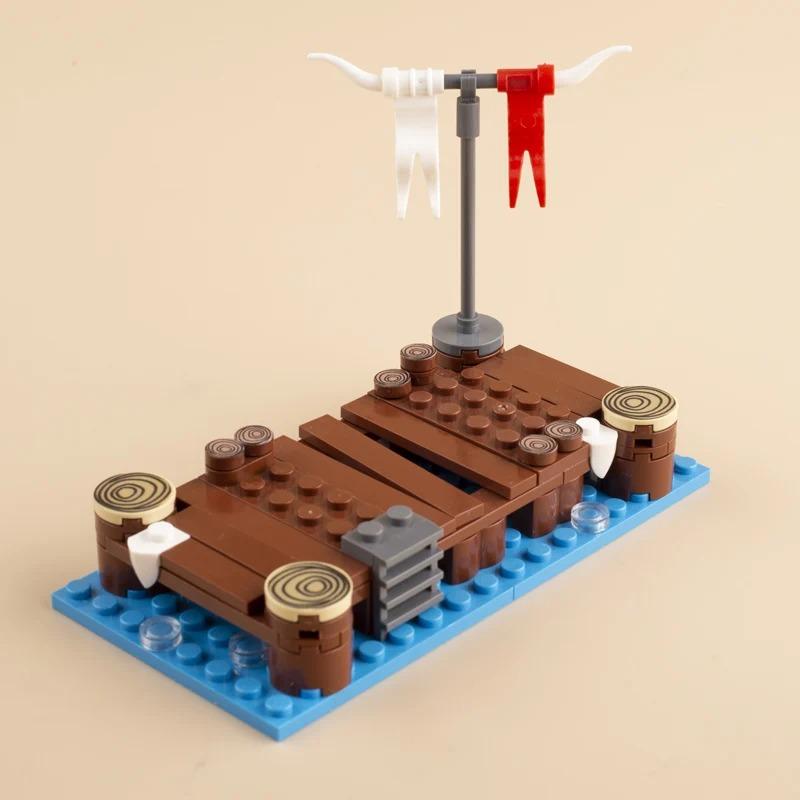 MOC Medieval Building Blocks Set Hanging Cage Guillotine Castle Fountain Bonfire Tent Bulletin Board Ox Cart Carriage Gift Toy