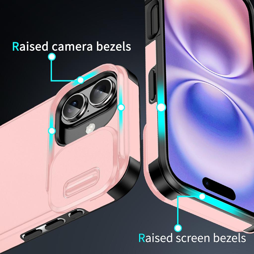 For iPhone 17 Case PC + TPU Shell with Slide Camera Phone Cover
