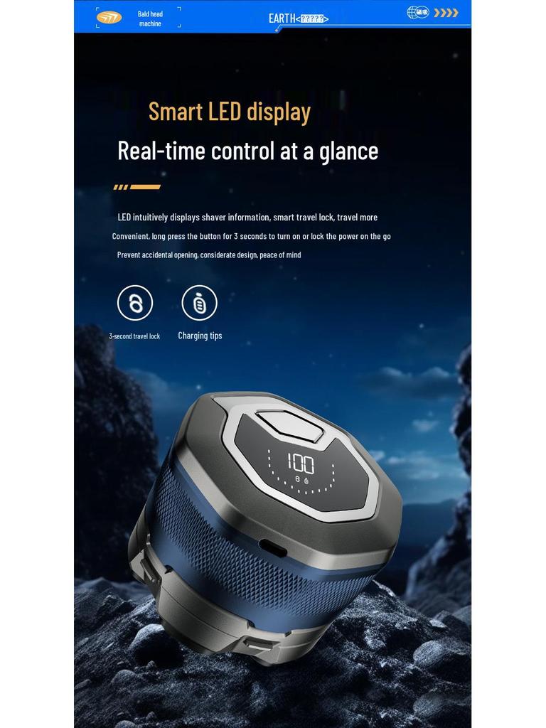 Smart Magnetic 6-Blade Electric Shaver - Fully Washable Bald Head Razor