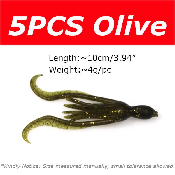 5PCS 10cm/4g Octopus Squid Bait Fluo Saltwater Snapper Fishing Soft Lure TPR Material Kabura Pesca Wobbler Fishing Tackle