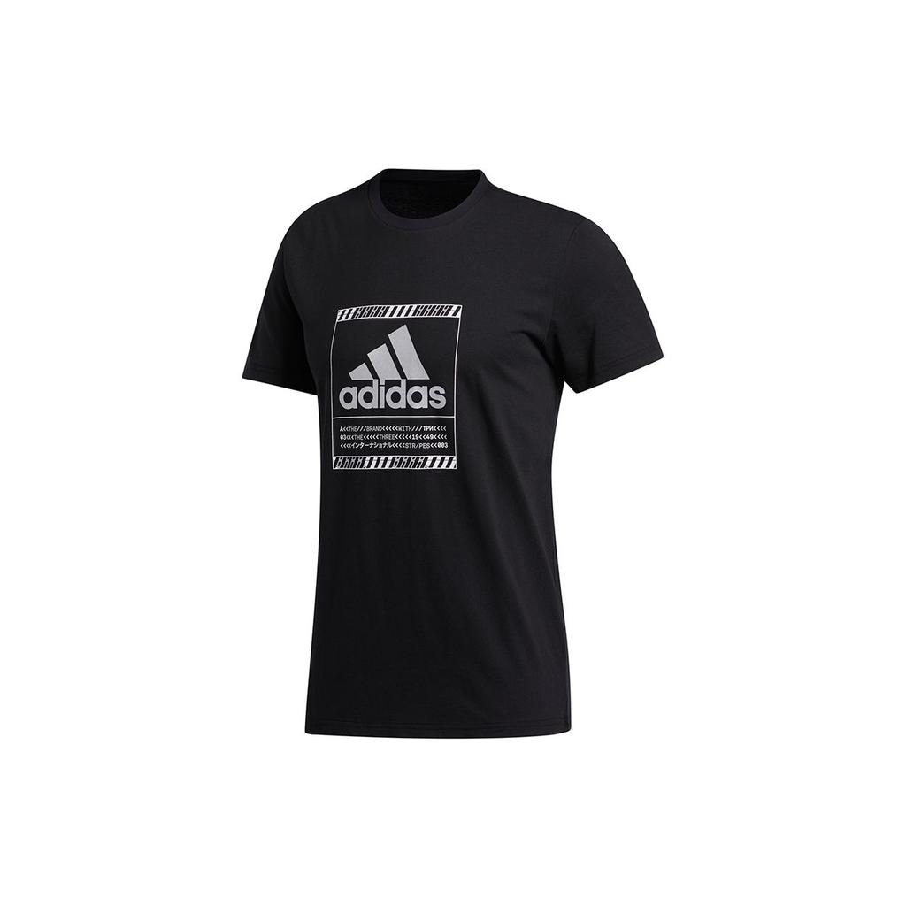 Adidas Bos Metallic Graphic Print Round Neck T-Shirt Men Tops Black GF1627
