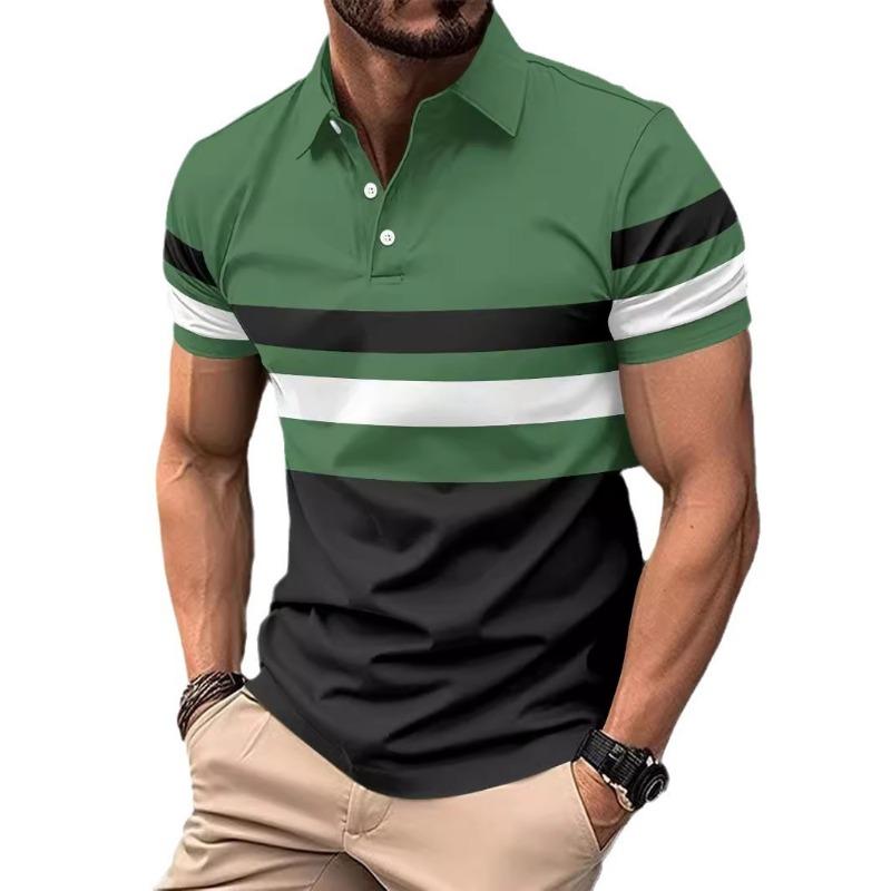 Summer Polo Shirt Striped Men's Sports Polo Shirt Top T-Shirts Men’s