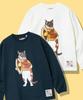 [go slow caravan] 332803 Super Heavy USA/C Dorayaki Cat Long Sleeve T-Shirt White L