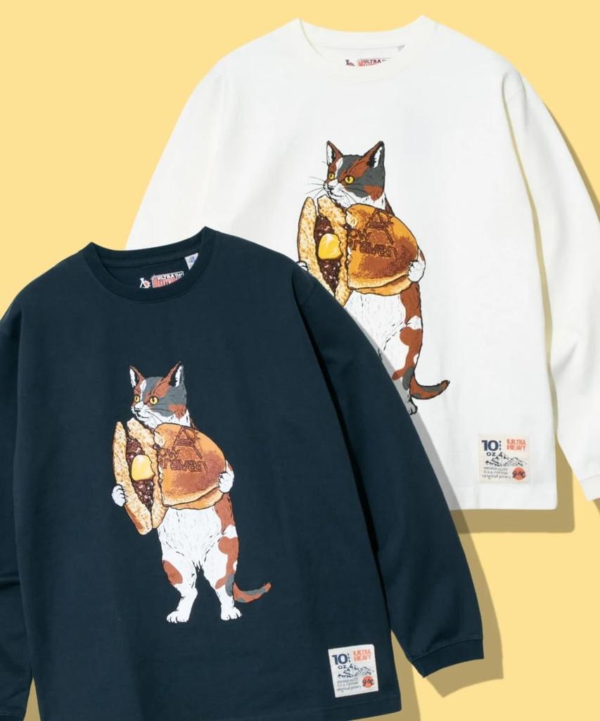 [go slow caravan] 332803 Super Heavy USA/C Dorayaki Cat Long Sleeve T-Shirt White L