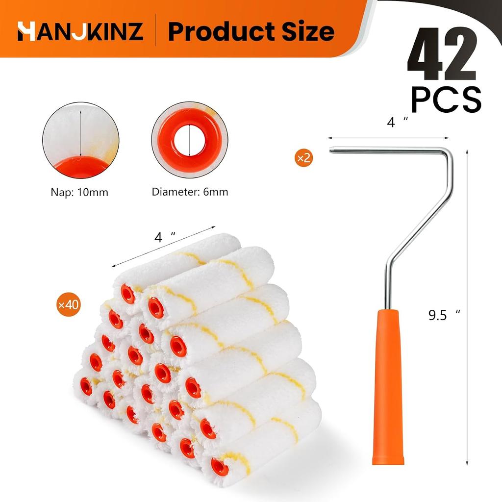 Microfiber Paint Roller,Mini Paint Roller Covers,Small Paint Rollers for House Painting with Paint Roller Frame,Wall Painting Tool