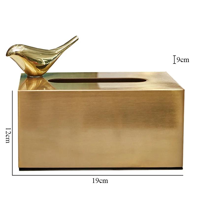 European Living Room Magnetic Paper Napkin Organizer Home Decoration Tissue Box Cover Metal Gilded Bird Decorative Tissue Holder