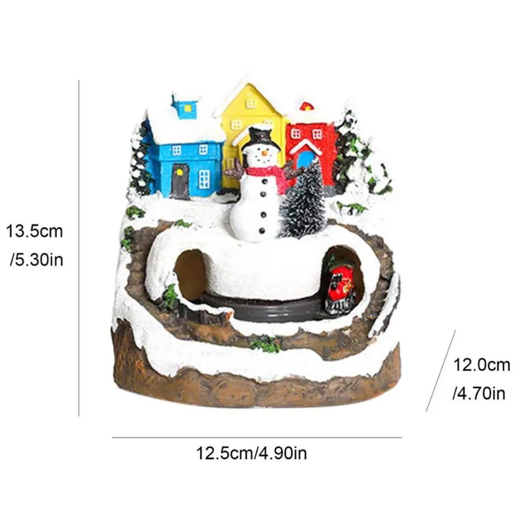 LED Christmas House Village House With Train LED Light Music Building Figurine Home Tabletop Decor Holiday Display