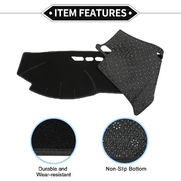 Dash Cover Compatible for Toyota Prado 120 Series 2003-2008, Non-Slip Polyester Black Center Console Dashboard Cover Pad Carpet