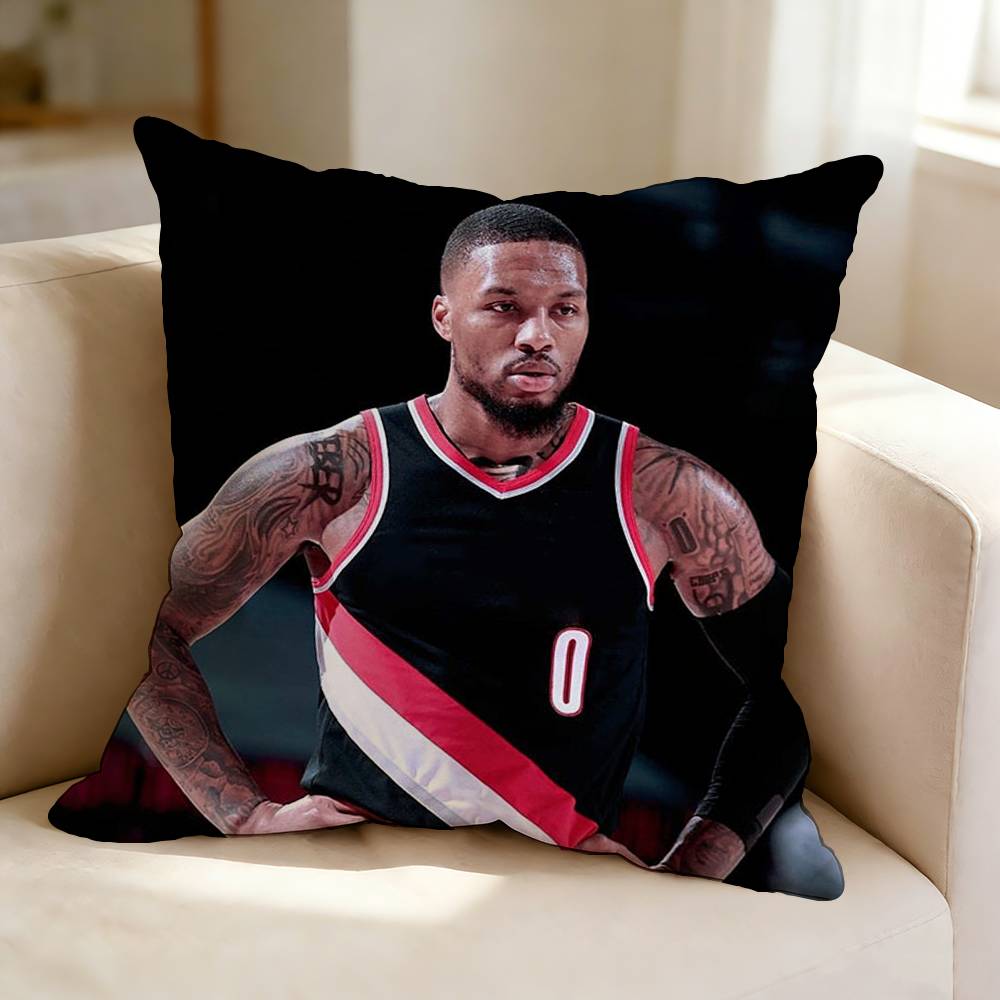 Basketball player DDamian Lillard Square DoubleSided printed Pillow Case Bedroom Bedside Pillow Sofa Cushion Cover