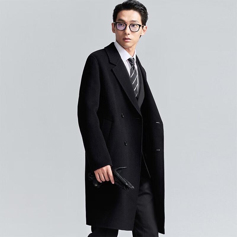 Baoxiniao Men's Pure Wool Double-breasted Long Double-faced Coat