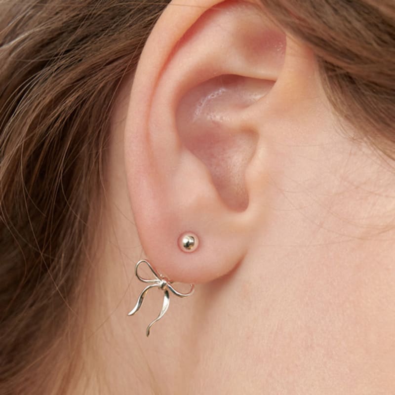 TATIANA (925 Silver) French Ribbon Tie Ear Jacket Earrings EC3083