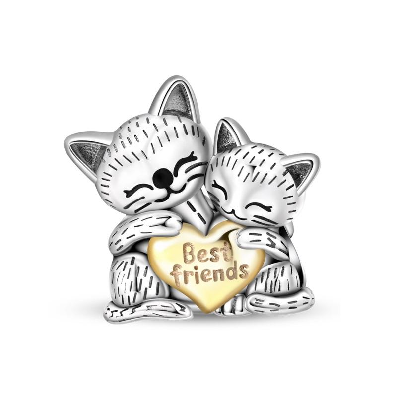 New 925 Silver Lucky Zoo Cat Dog Rabbit Fox Charms Bead For Women Fit Bracelet DIY Birthday Party Jewelry Gift
