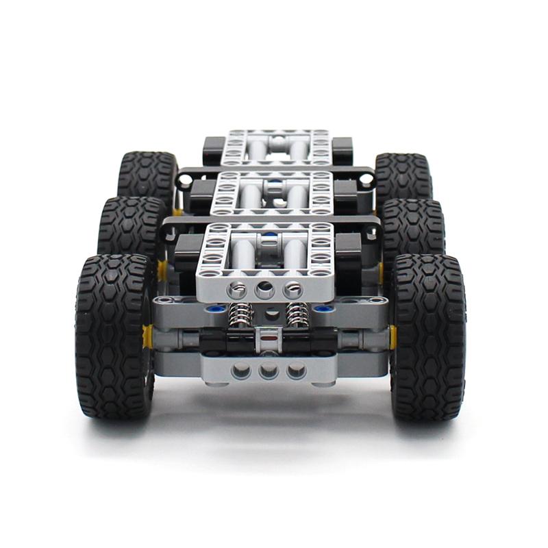 Non-Toxic 6-Wheel Trailer Assembly Mini Three-Axis Chassis Building Blocks 119Pcs Mechanical Unit Model Moc Technical Bricks Assembly
