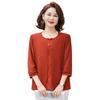 Elegant Chiffon Lace Shirt for Mid-aged & Senior Women, Lightweight, 3/4 Sleeves, Loose Fit, Fashionable