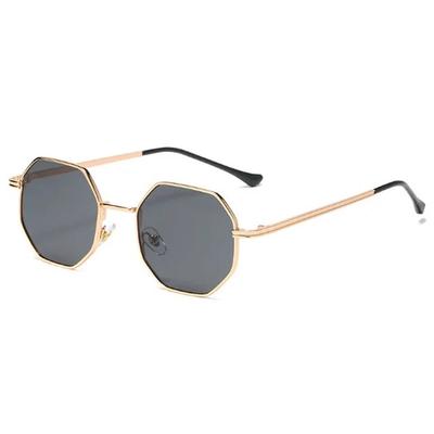 Gafas De Sol cuadradas De lujo para hombre y mujer, Gafas De Sol poligonales con montura pequeña a la moda, Gafas octagonales Retro De Metal Vintage