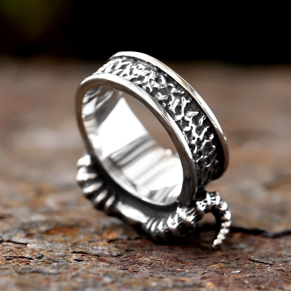 Vintage Gothic Goat Head Skull Ring For Men Stainless Steel Lucifer Animal Jewelry Cool Gift For Boys