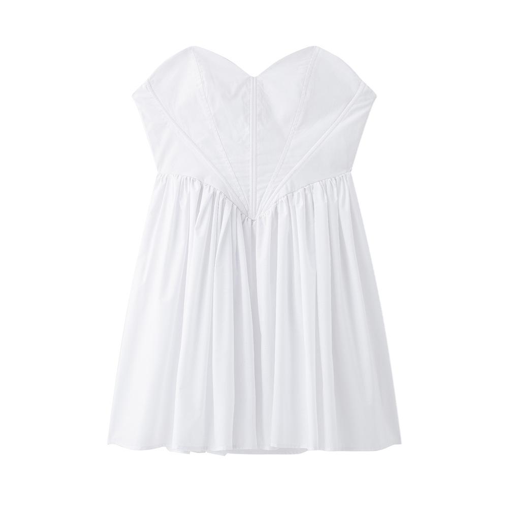 

Spring 2025 Sweetheart Slim Fit Strapless Dress for Women Large белый