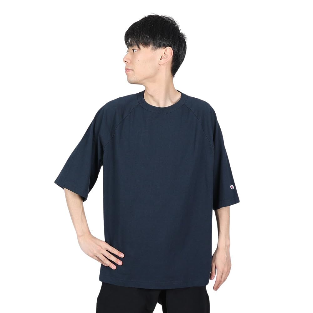 Champion T1011 Relaxed Oversized Heavyweight Raglan Sleeve Made in Size S T-Shirt, 7oz, Fit, T-Shirt, USA, Navy, (C5-T306), Men's