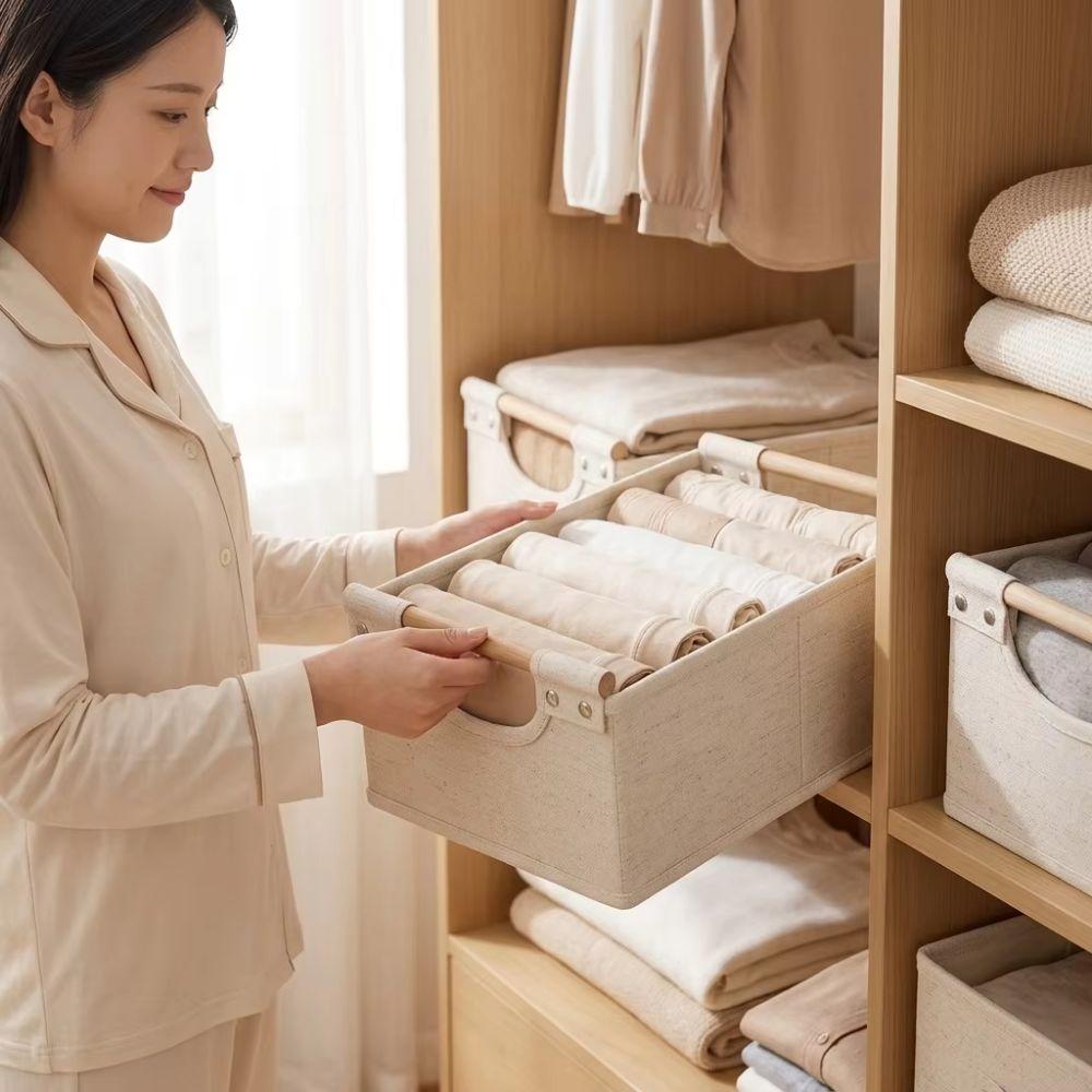 Foldable Clothes Storage Box Stackable Closet Storage Container  Wardrobe
