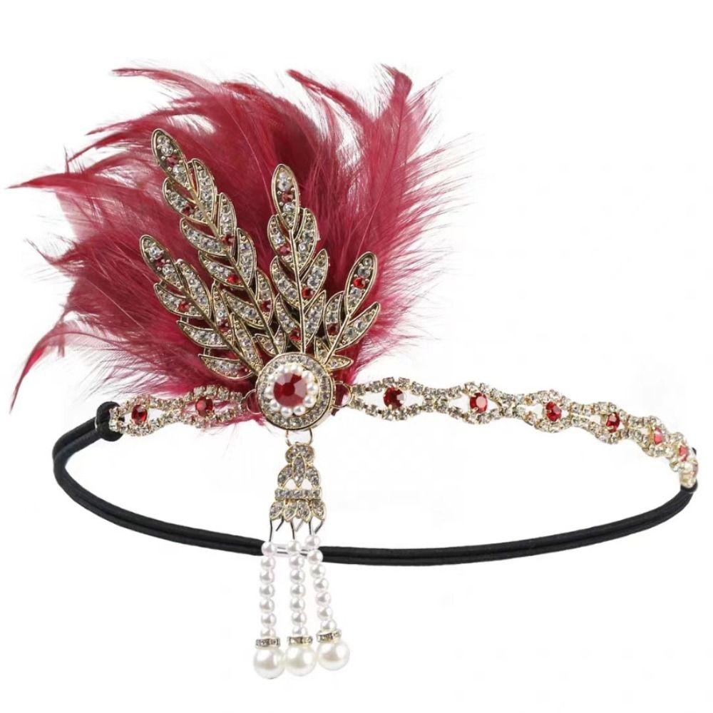 Elegant Feather Headband Vintage Masquerade Hair Band Exquisite Headdress Party