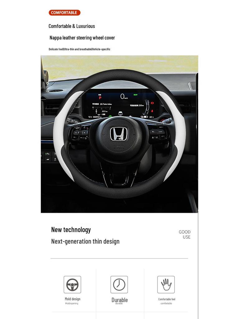Coprivolante in Pelle Nappa per Honda eNS1, Stagione Unica, Antiscivolo