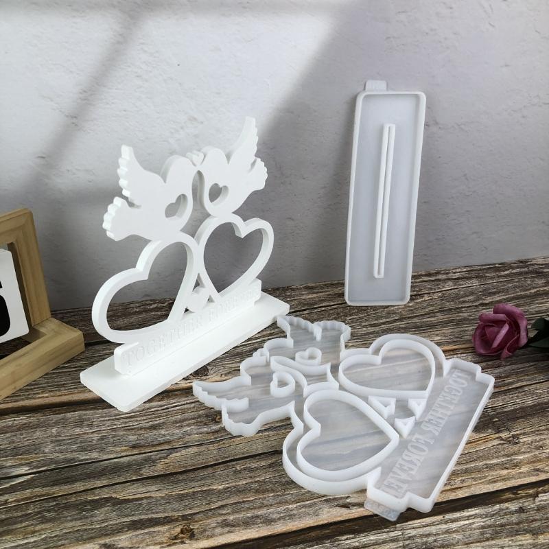 Elegant Heart Bird Picture Frame Silicone Moulds Resin Crafting Moulds Craft Project Molds Silicone Texture for Crafting