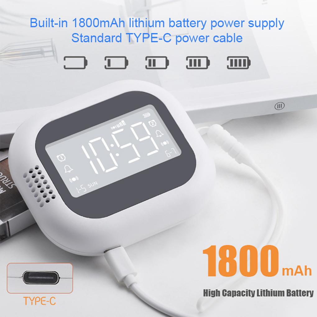 Vibrating Digital Dual Alarm  Built-in Radio Function Portable Mini Clock Three Alarm Modes Charging Alarm Clock For Elderly