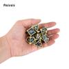 7 Pcs Blue Golden Fish Scale Metal Dice Solid Metal Polyhedral Dice Set Suitable for Role-Playing RPG  Board Game Card Game
