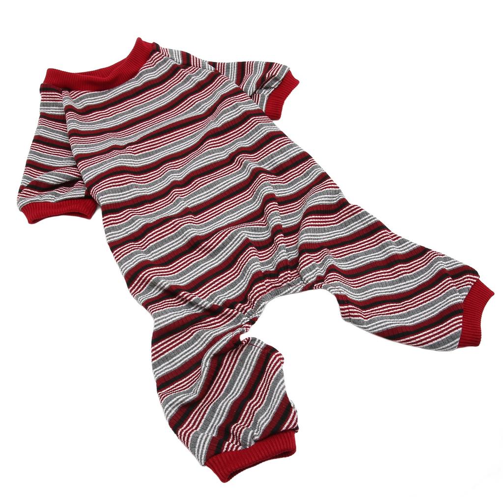Dog Pajamas Soft Stretchy Machine Washable 4 Legged Striped Puppy Pullover Sleepwear for Spring