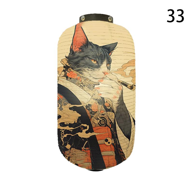 20x35cm Japanese Kimono Samurai Cat Art Pattern Lantern Restaurant Izakaya Cuisine Decor Advertising Sign Ukiyo-e Cloth Lanterns