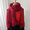 New letter fringed scarf, winter warm core-spun yarn scarf, thickened women's scarf, autumn and winter air conditioner shawl