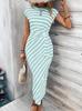 Fashion Women's Casual V-Neck Printed Long Sleeve High Waist Printed Dress