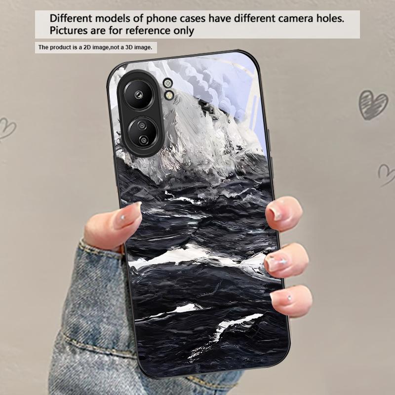 

Abstract Modern Waves For Redmi Note 14 Pro+ 13 Pro 8 9 9S 12S 10 Pro 11 12 13C 14C A3 12 13 K60 Ultra Black Glass Phone Case Redmi Note 10 Pro