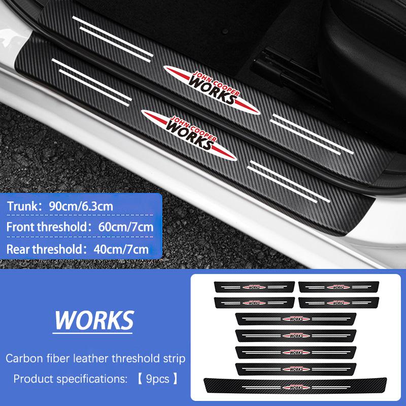 Carbon Fiber Leather Car Door Protection Strip Stickers For MINI Cooper R56 F56 R50 JCW Cabrio Aceman Countryman Clubman WORKS