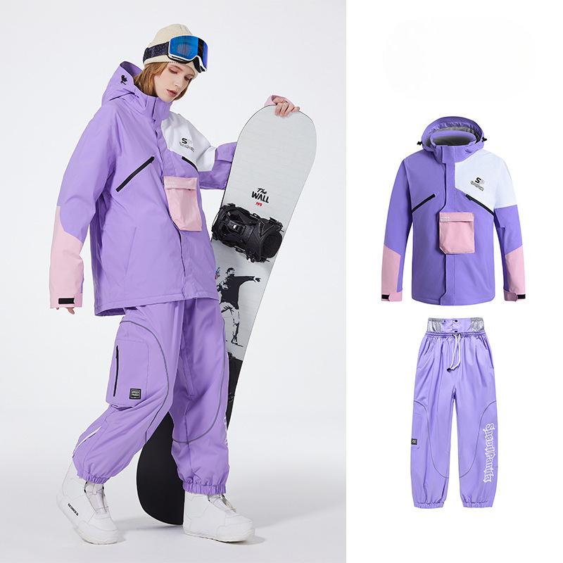 Herren- und Damen-Skianzug Outdoor Winter Warm Snowboardanzug Wasserdicht Winddicht Skijacke und Hose Set Übergröße Atmungsaktiv Isoliert Schneeanzug