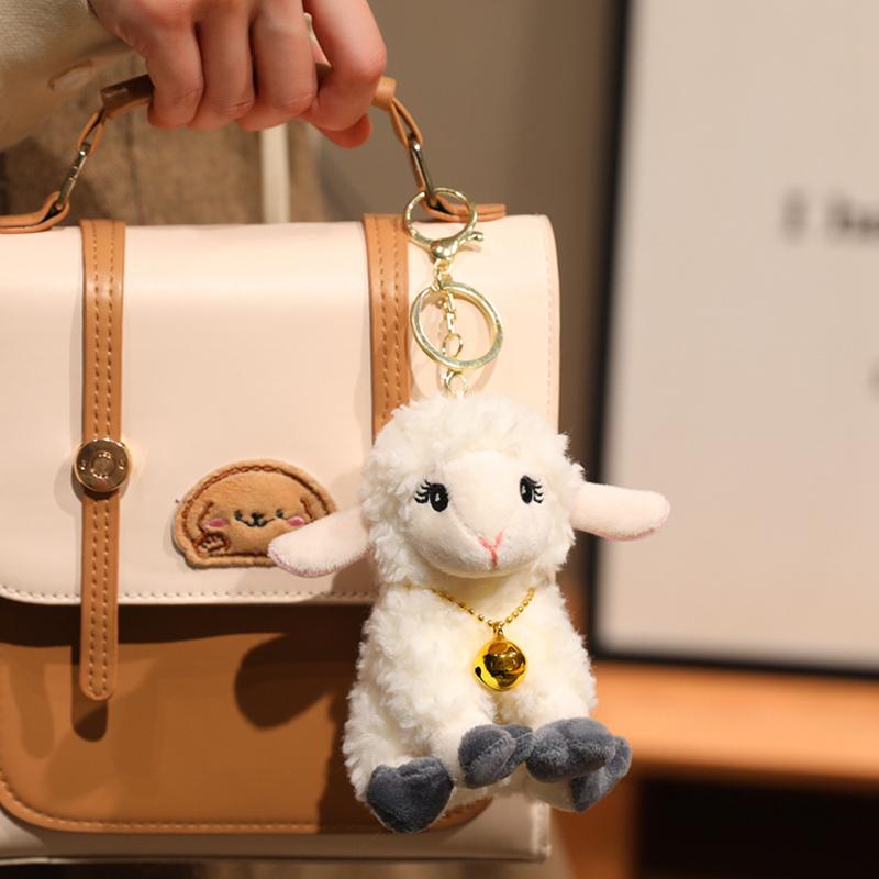 Cute Bell Necklace Sheep Long Ears Sitting Stuffed Animal Well-behaved Home Ornament Lovely Birthday Gifts
