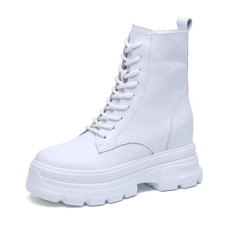 Martin Boots Women's and Women's Autumn and Winter Platform Short Boots Fashionable and Simple Leather Boots