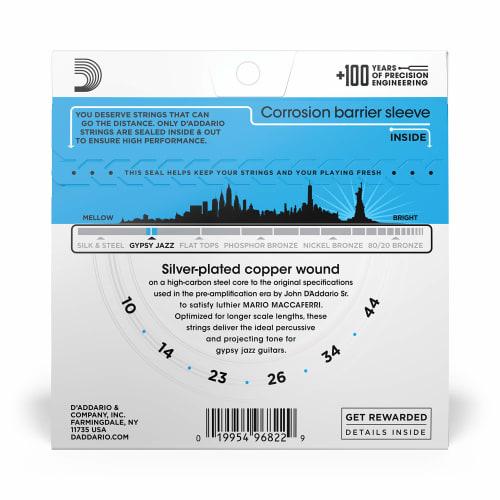 D'Addario Gypsy Jazz Guitar Strings, Light, Loop End, .010-.044, EJ84L